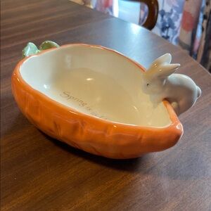 Orange  Carrot Dish with Bunny Accent